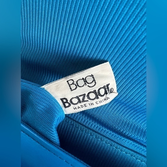 NWT Bag Bazaar Vintage 90’s Turquoise Vegan Leather Clutch Shoulder Bag Purse - Picture 11 of 17